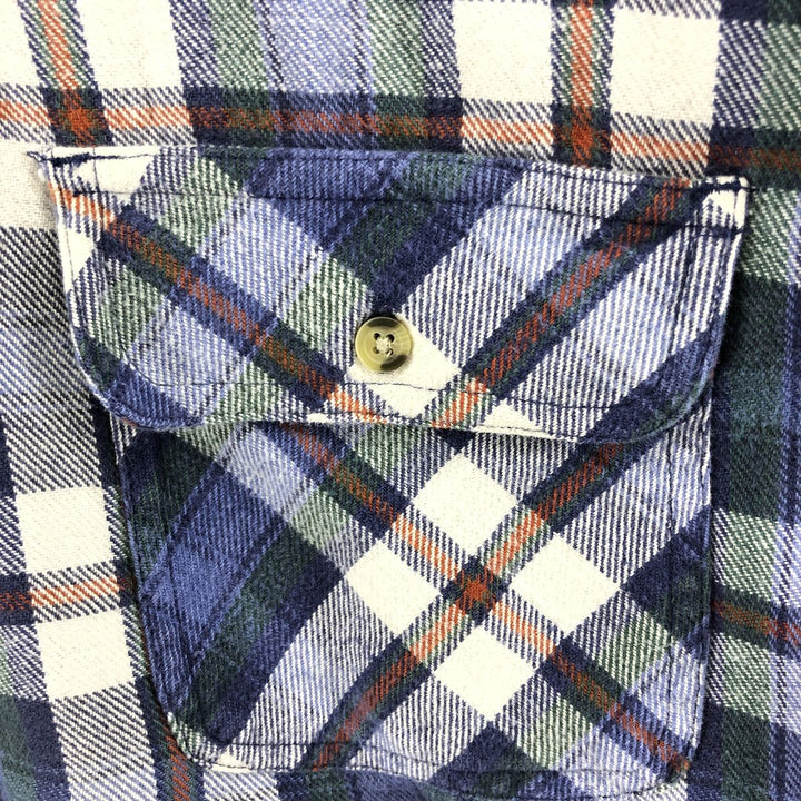 90'S North Crest Long Sleeve Flannel Check Shirt, Men's Size L, Vintage cotton blue type Vintage Second Hand