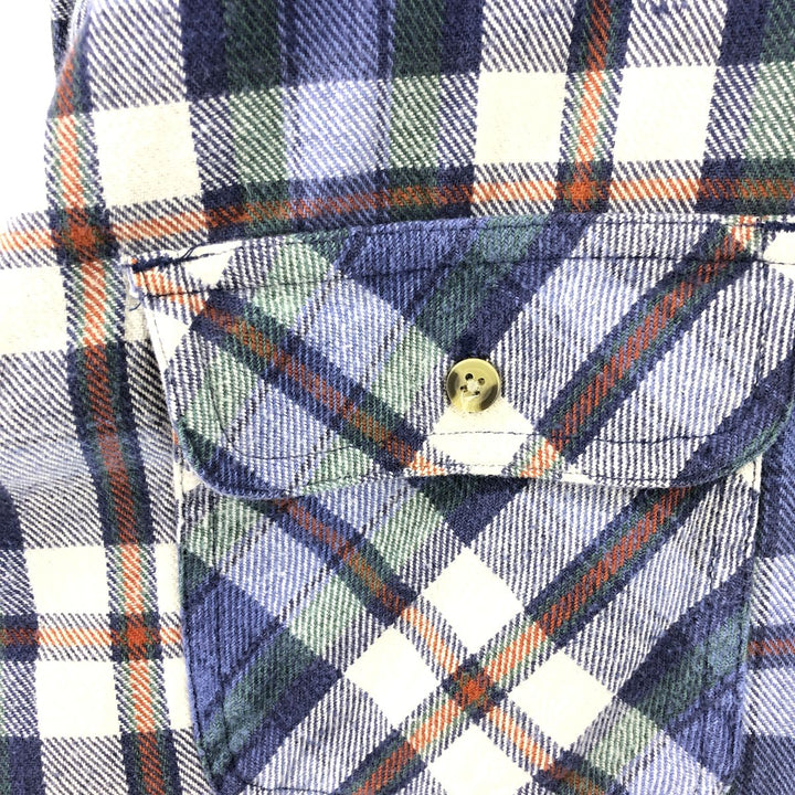 90'S North Crest Long Sleeve Flannel Check Shirt, Men's Size L, Vintage cotton blue type Vintage Second Hand