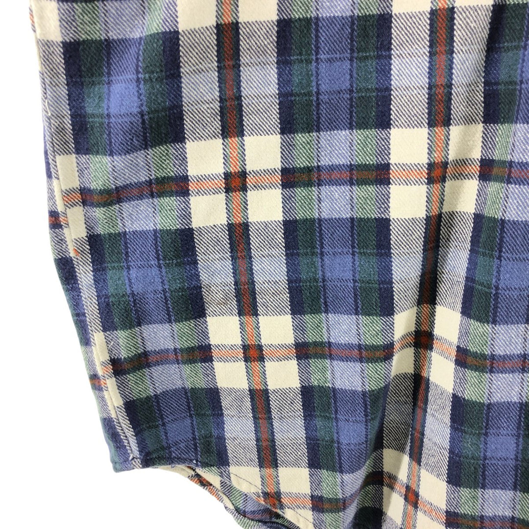 90'S North Crest Long Sleeve Flannel Check Shirt, Men's Size L, Vintage cotton blue type Vintage Second Hand