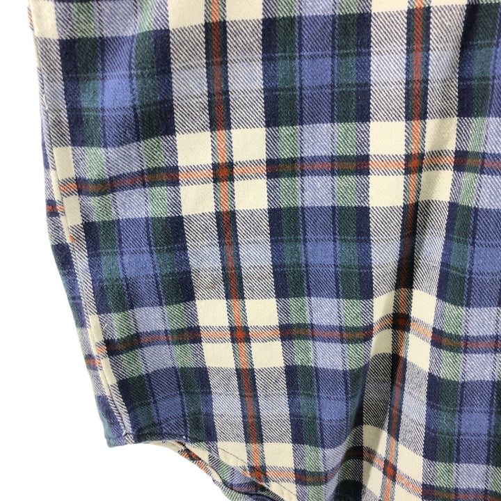 90'S North Crest Long Sleeve Flannel Check Shirt, Men's Size L, Vintage cotton blue type Vintage Second Hand
