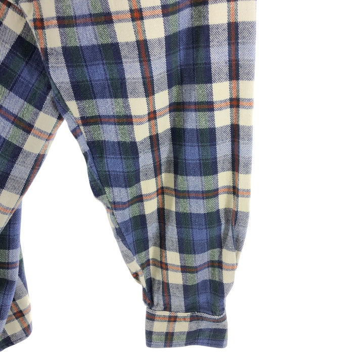 90'S North Crest Long Sleeve Flannel Check Shirt, Men's Size L, Vintage cotton blue type Vintage Second Hand