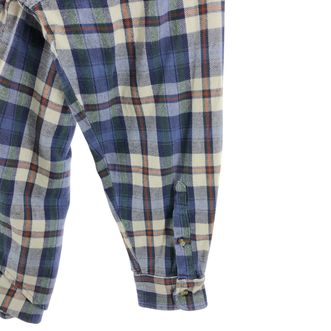 90'S North Crest Long Sleeve Flannel Check Shirt, Men's Size L, Vintage cotton blue type Vintage Second Hand
