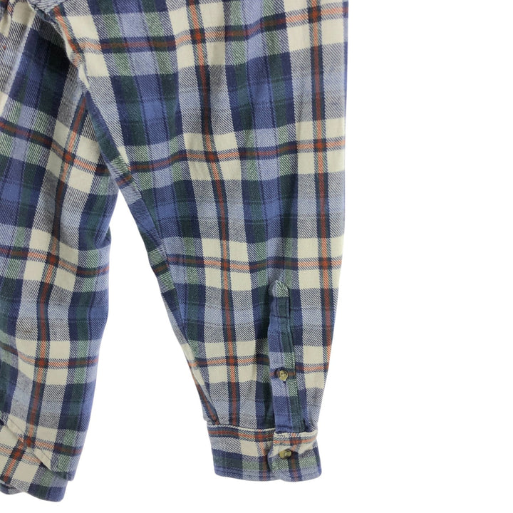 90'S North Crest Long Sleeve Flannel Check Shirt, Men's Size L, Vintage cotton blue type Vintage Second Hand