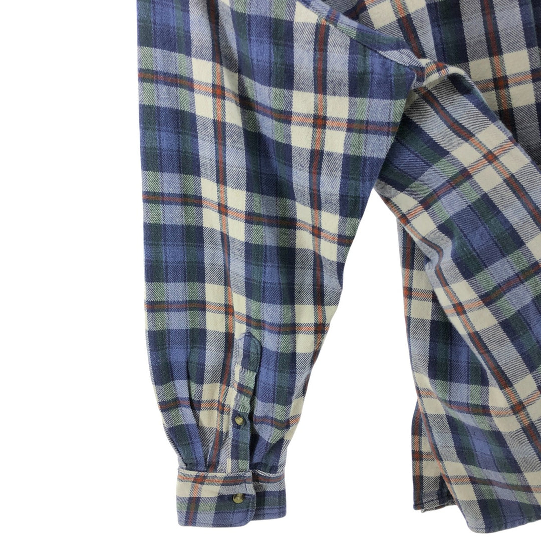 90'S North Crest Long Sleeve Flannel Check Shirt, Men's Size L, Vintage cotton blue type Vintage Second Hand
