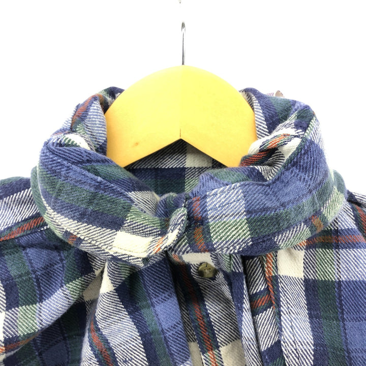 90'S North Crest Long Sleeve Flannel Check Shirt, Men's Size L, Vintage cotton blue type Vintage Second Hand