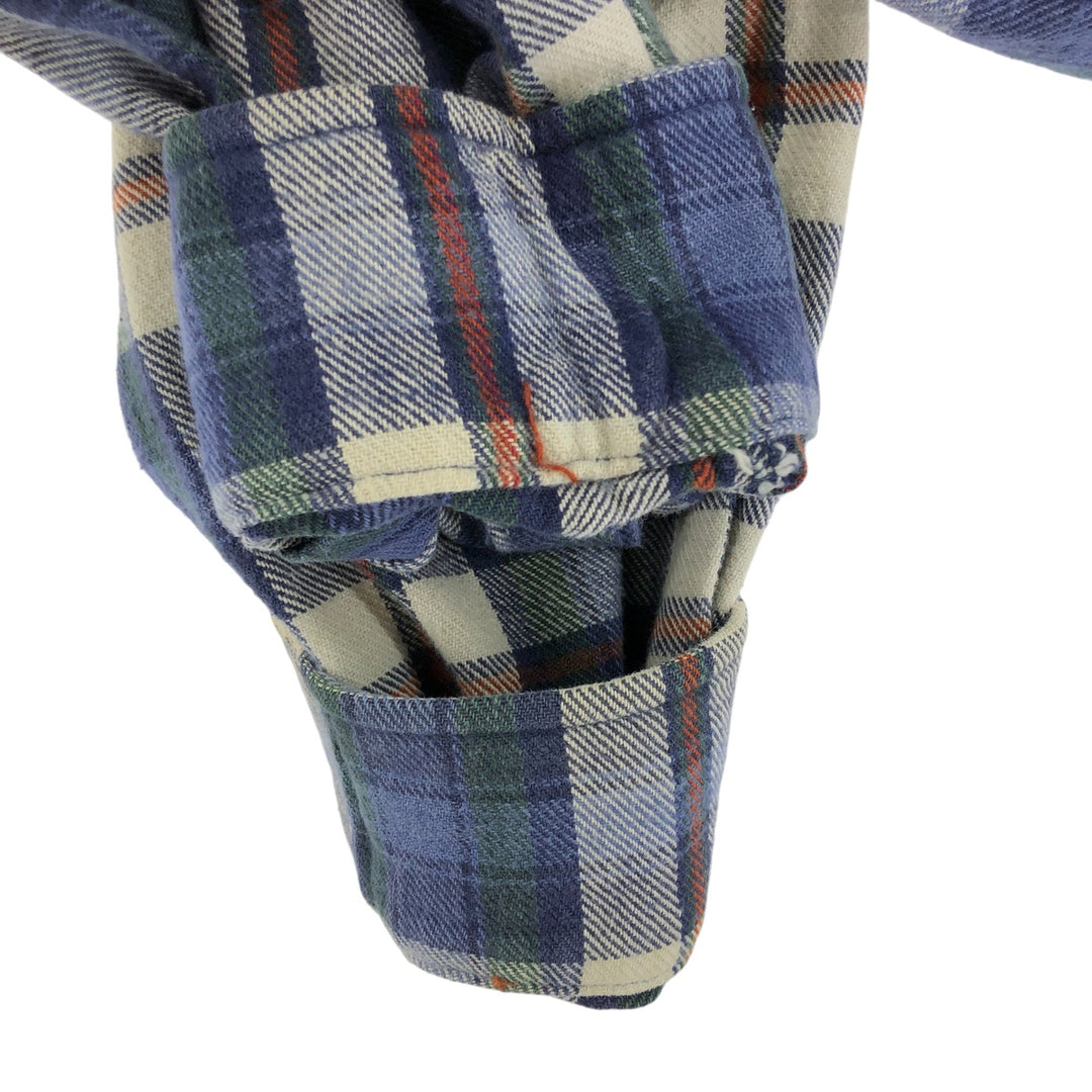 90'S North Crest Long Sleeve Flannel Check Shirt, Men's Size L, Vintage cotton blue type Vintage Second Hand