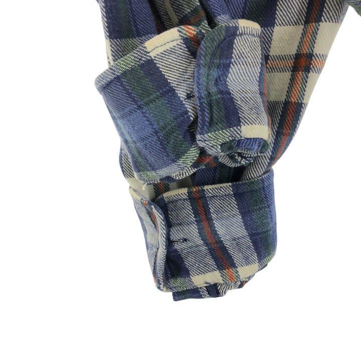 90'S North Crest Long Sleeve Flannel Check Shirt, Men's Size L, Vintage cotton blue type Vintage Second Hand