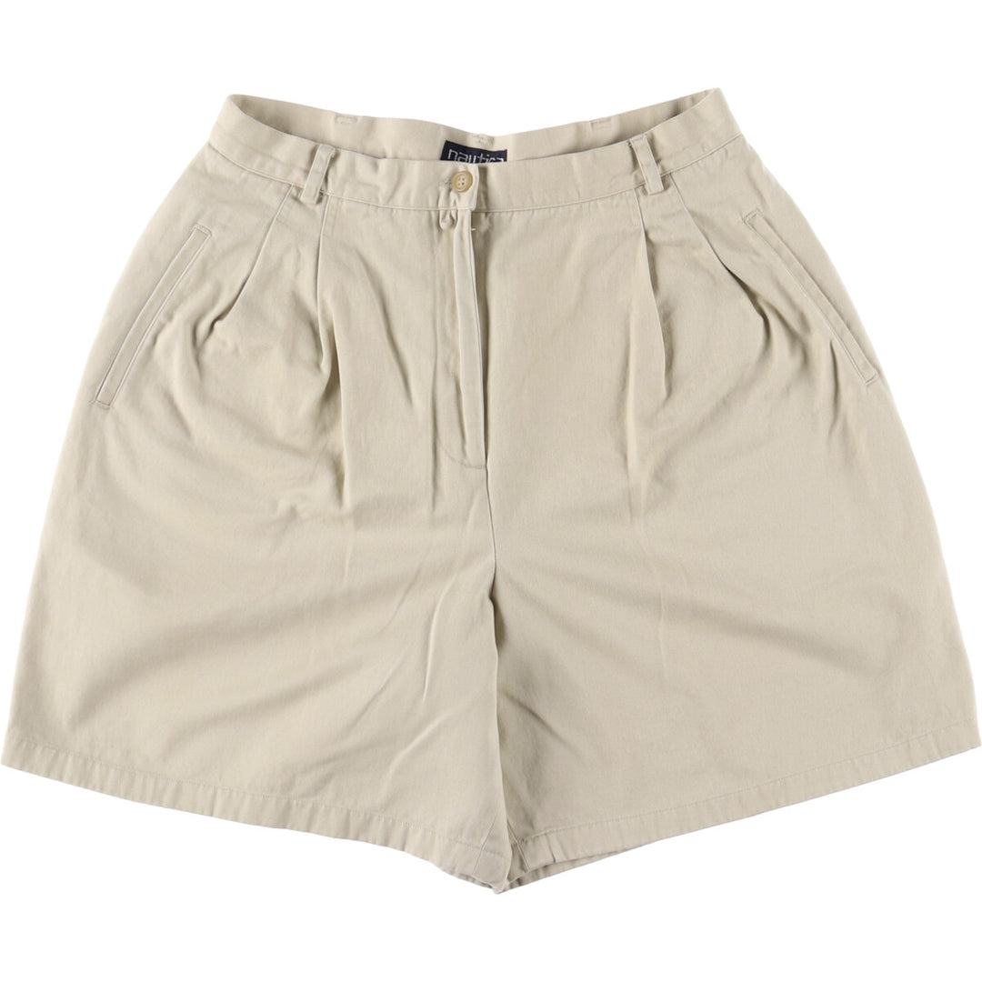 90'S NAUTICA Two-pleat Chino Shorts, Women's L (w30) Vintage cotton Beige type Vintage Second Hand