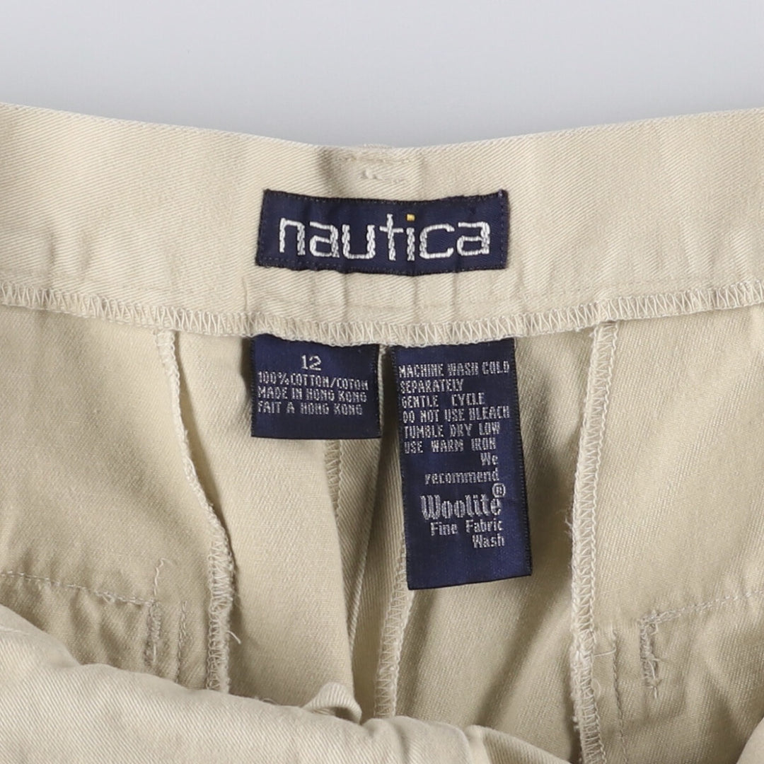 90'S NAUTICA Two-pleat Chino Shorts, Women's L (w30) Vintage cotton Beige type Vintage Second Hand