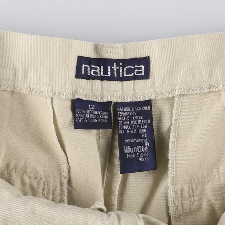 90'S NAUTICA Two-pleat Chino Shorts, Women's L (w30) Vintage cotton Beige type Vintage Second Hand