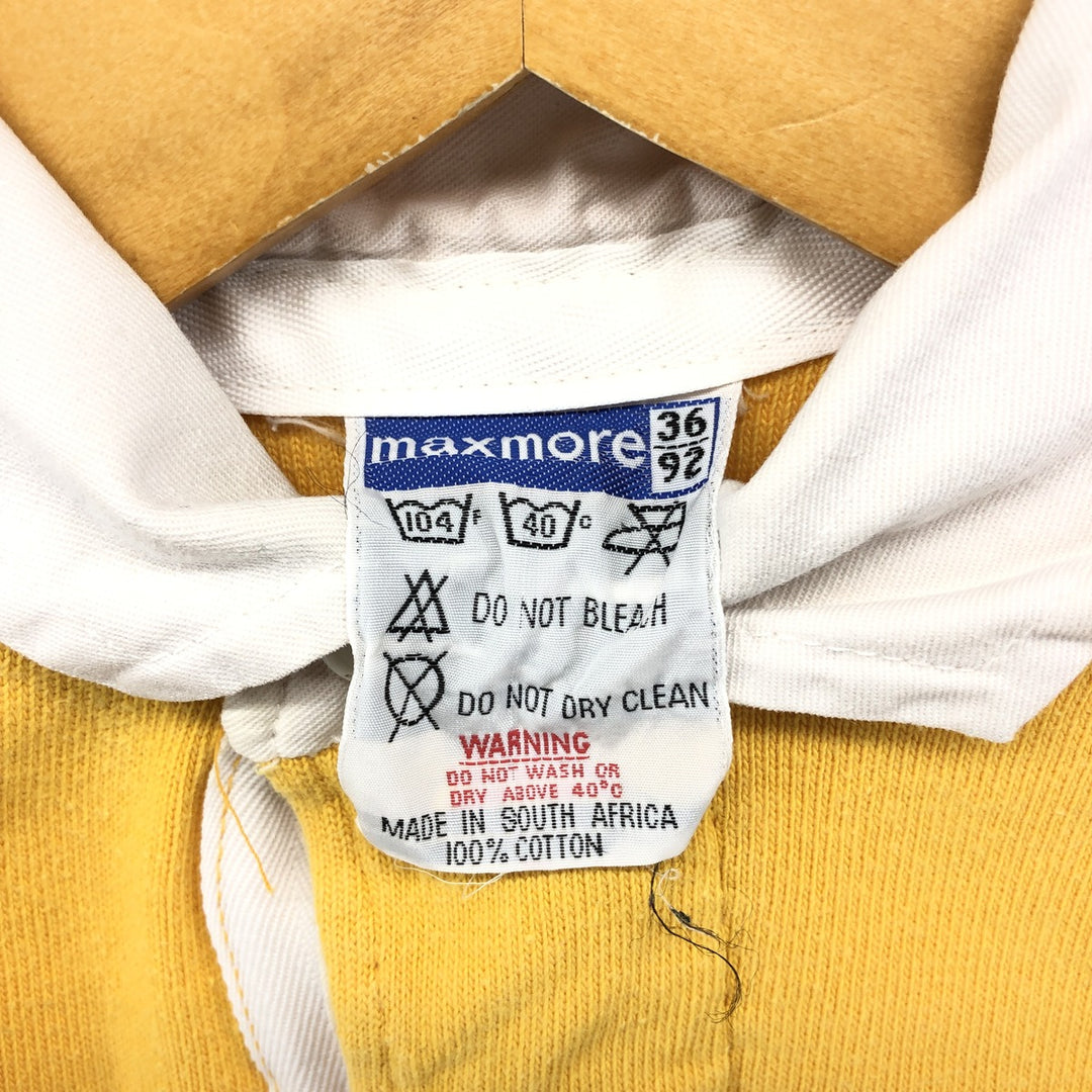 MAXMORE Long Sleeve Rugby Shirt, Men's Size S, Vintage cotton yellow type Vintage Second Hand