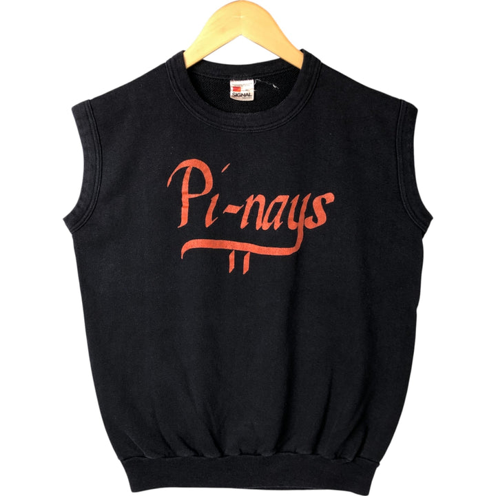 90'S SIGNAL Sleeveless Printed Sweatshirt, Made in USA, Men's Size L, Vintage polyester black type Vintage Second Hand