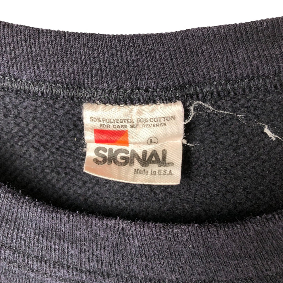 90'S SIGNAL Sleeveless Printed Sweatshirt, Made in USA, Men's Size L, Vintage polyester black type Vintage Second Hand