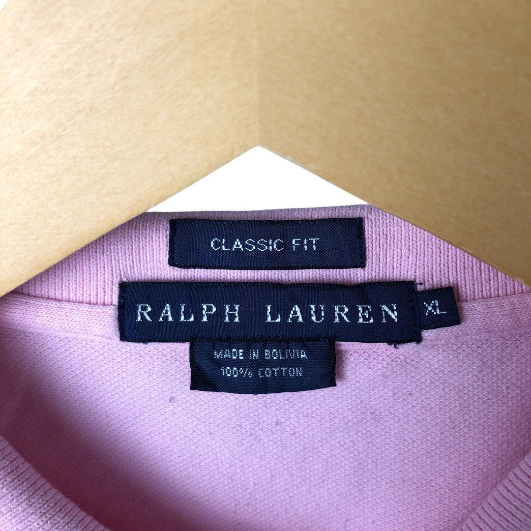 Ralph Lauren Classic Fit Short Sleeve Polo Shirt Women's XL cotton pink type Vintage Second Hand