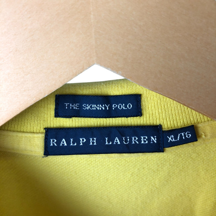 Ralph Lauren THE SKINNY POLO short sleeve polo shirt, women's size XL cotton yellow type Vintage Second Hand