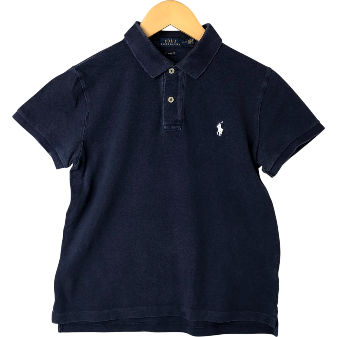 Ralph Lauren POLO RALPH LAUREN CLASSIC FIT short sleeve polo shirt for women, size M cotton navy blue type Vintage Second Hand