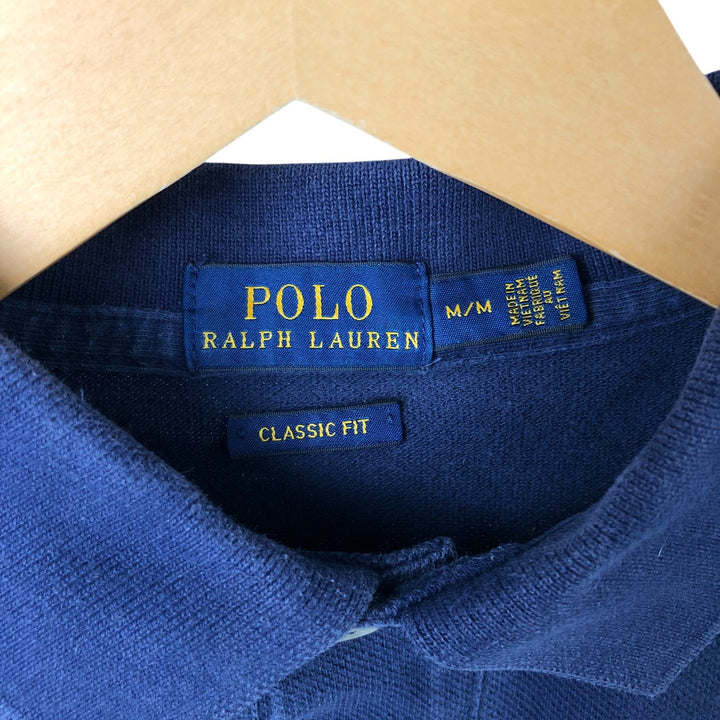 Ralph Lauren POLO RALPH LAUREN CLASSIC FIT short sleeve polo shirt for women, size M cotton navy blue type Vintage Second Hand