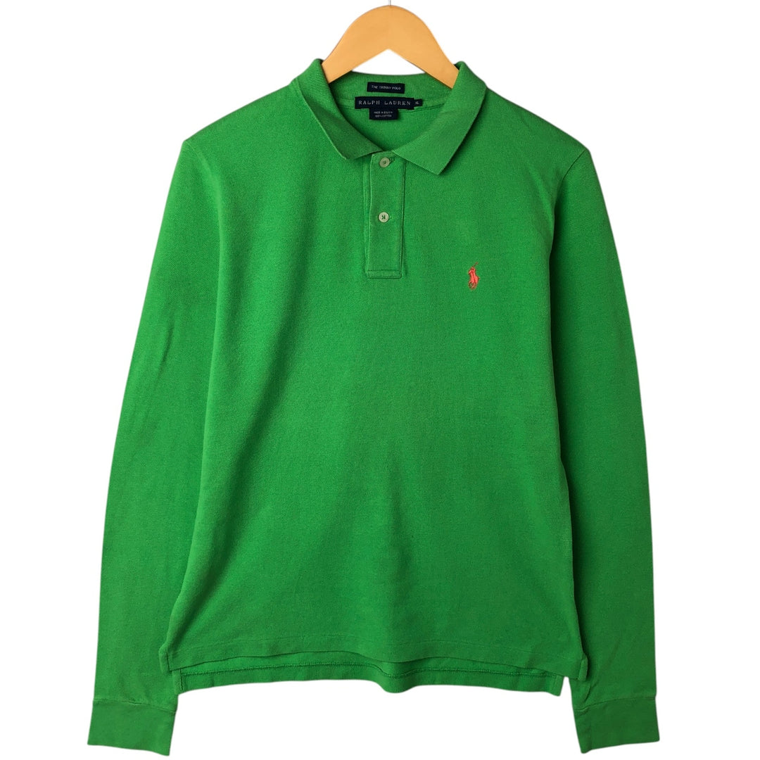 Ralph Lauren THE SKINNY POLO long sleeve polo shirt, women's size XL cotton green type Vintage Second Hand