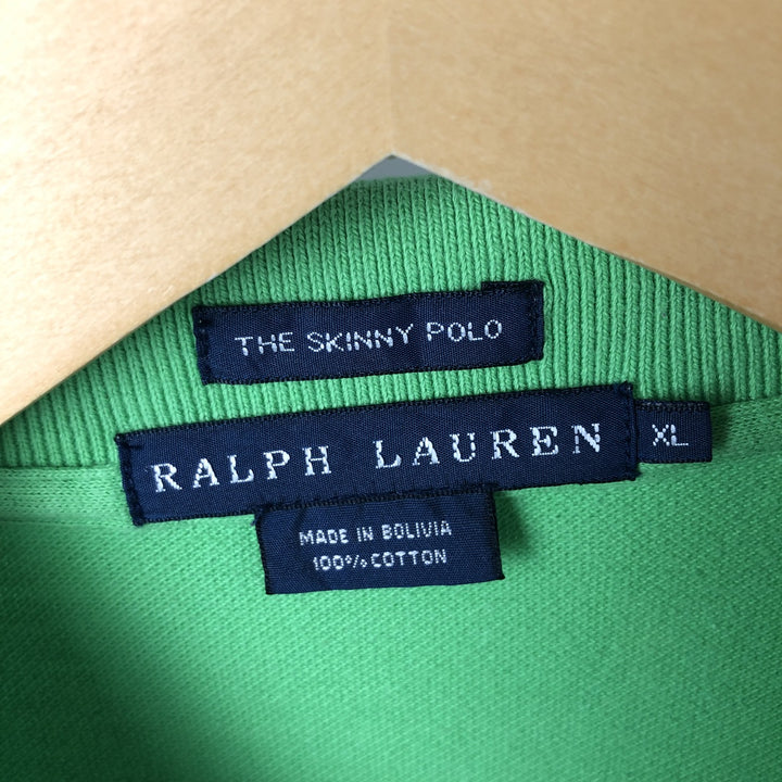 Ralph Lauren THE SKINNY POLO long sleeve polo shirt, women's size XL cotton green type Vintage Second Hand