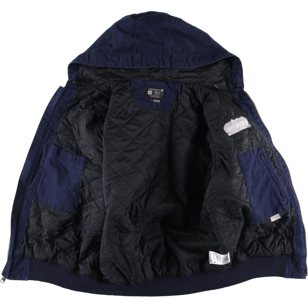Carhartt Loose Fit Duck Full Zip Hoodie, Men's L size cotton navy blue type Vintage Second Hand
