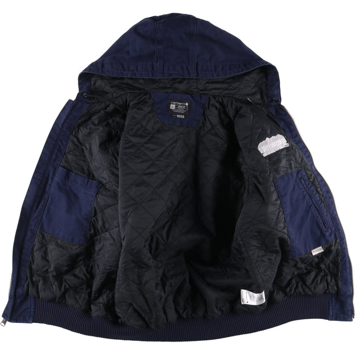 Carhartt Loose Fit Duck Full Zip Hoodie, Men's L size cotton navy blue type Vintage Second Hand