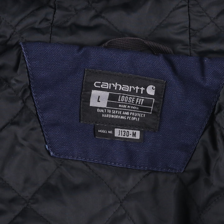 Carhartt Loose Fit Duck Full Zip Hoodie, Men's L size cotton navy blue type Vintage Second Hand