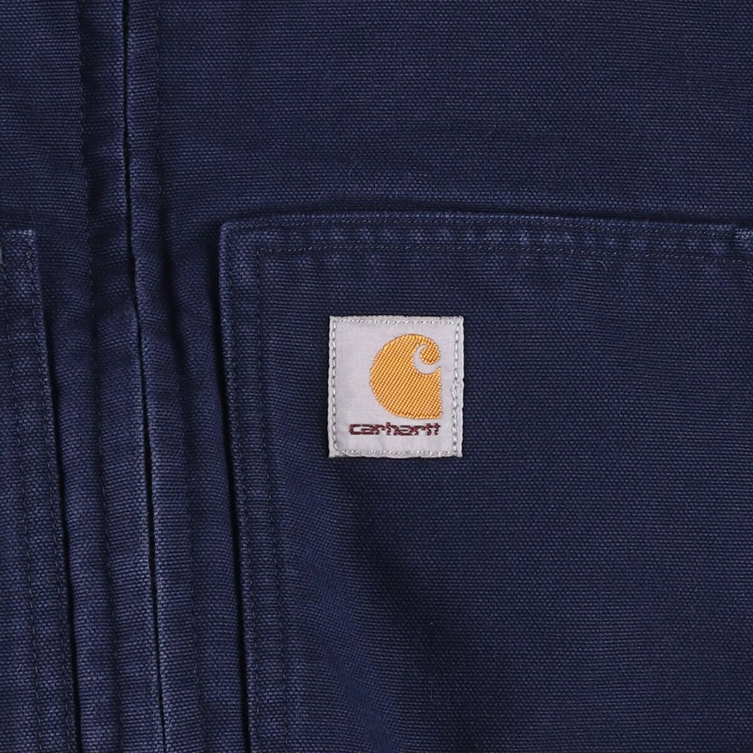 Carhartt Loose Fit Duck Full Zip Hoodie, Men's L size cotton navy blue type Vintage Second Hand
