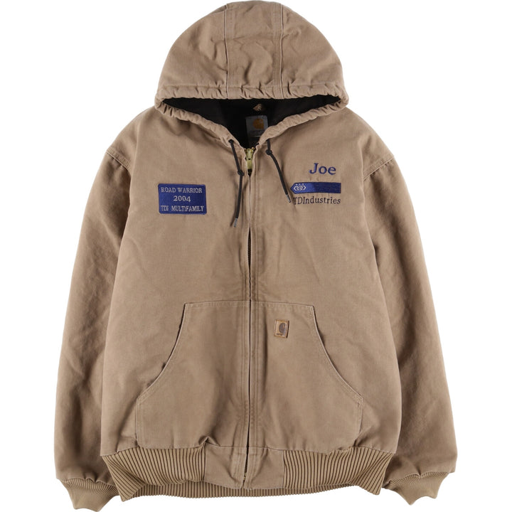 00'S Carhartt Active Jacket Duck Full Zip Hoodie Men's XL cotton beige type brown Vintage Second Hand