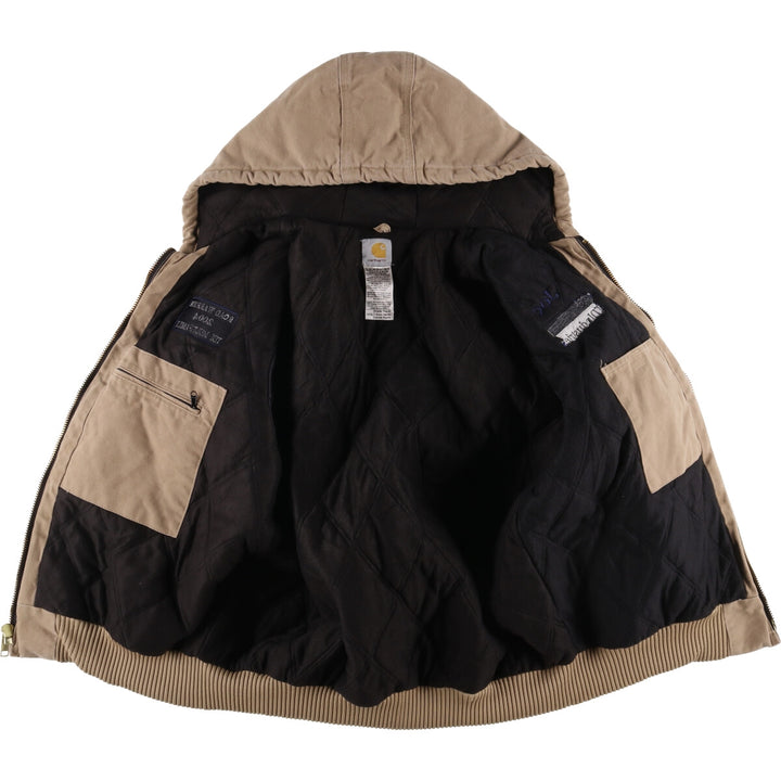 00'S Carhartt Active Jacket Duck Full Zip Hoodie Men's XL cotton beige type brown Vintage Second Hand