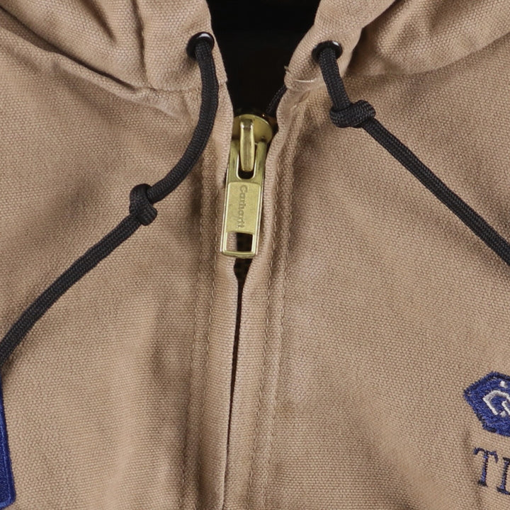00'S Carhartt Active Jacket Duck Full Zip Hoodie Men's XL cotton beige type brown Vintage Second Hand