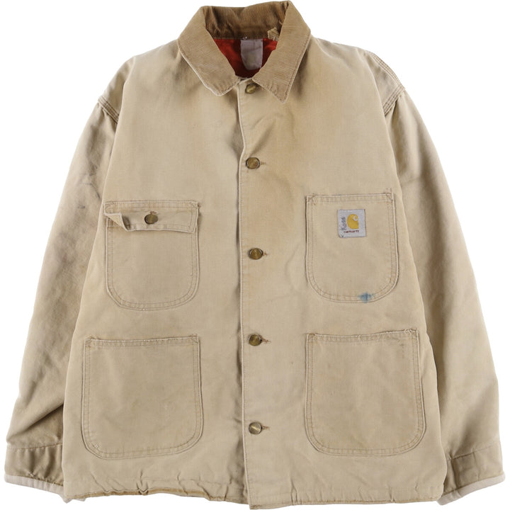 Carhartt Michigan Chore Coat Duck Coverall Men's L size unknown Beige type Vintage Second Hand