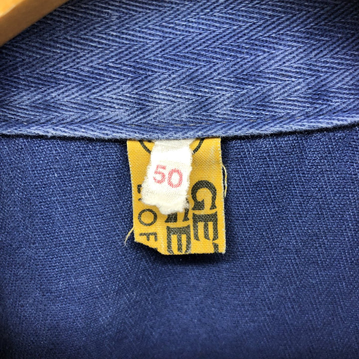 Herringbone Euro Work Jacket 50 Men's S size unclear navy blue type Vintage Second Hand