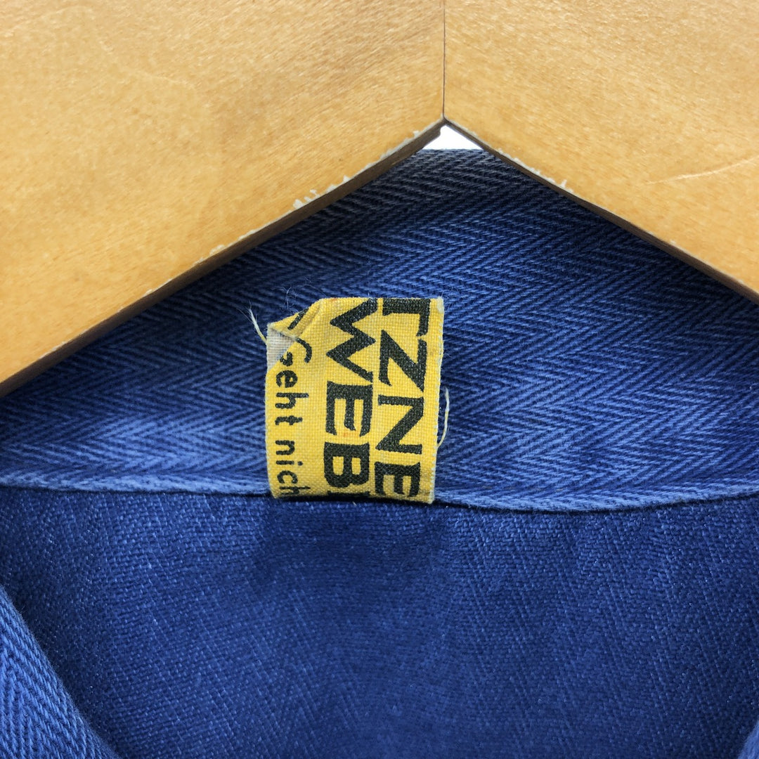 Herringbone Euro Work Jacket 50 Men's S size unclear navy blue type Vintage Second Hand