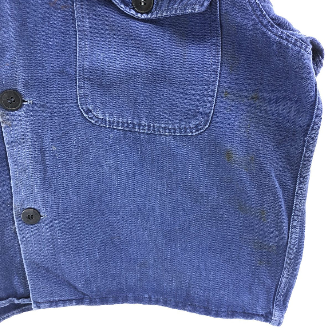 Herringbone Euro Work Jacket 50 Men's S size unclear navy blue type Vintage Second Hand