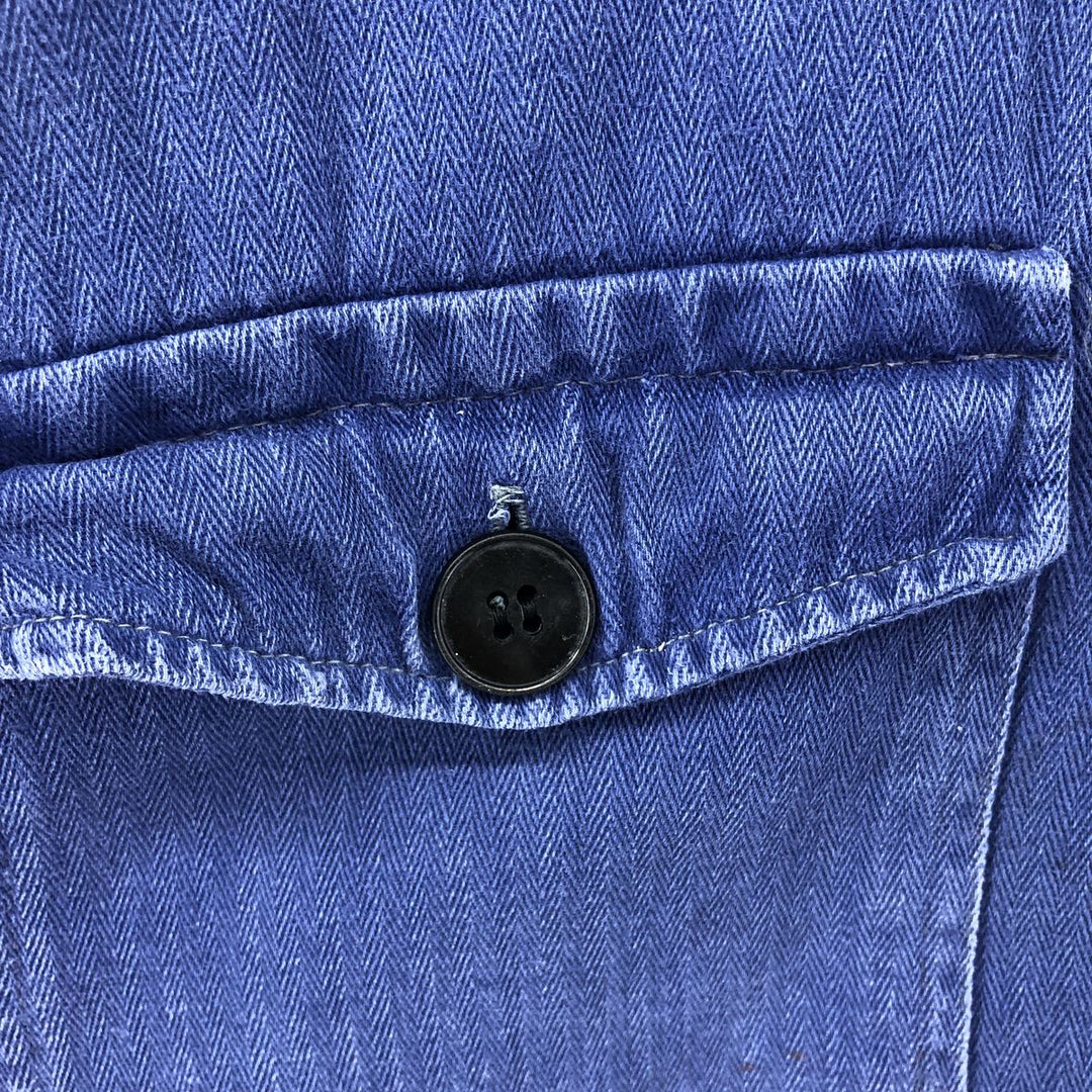 Herringbone Euro Work Jacket 50 Men's S size unclear navy blue type Vintage Second Hand