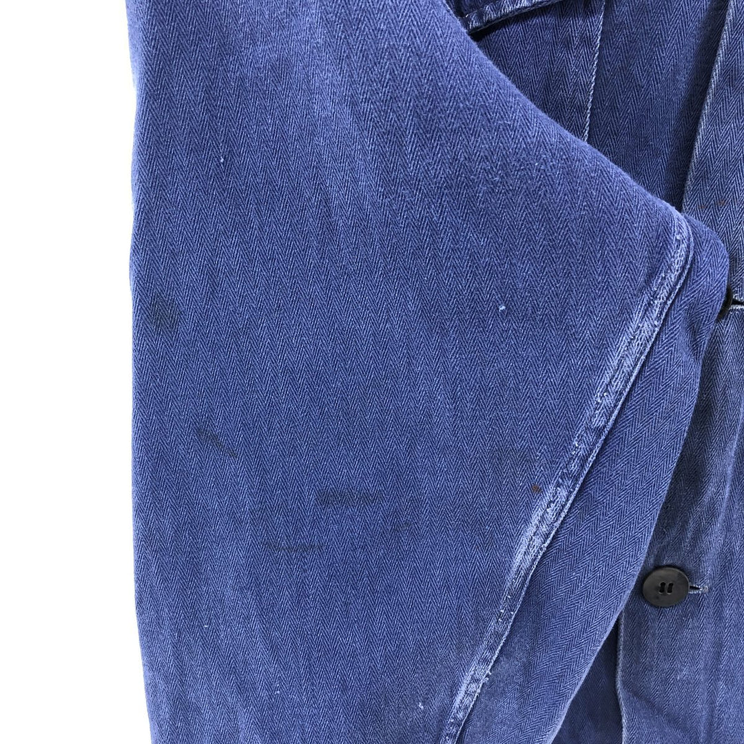 Herringbone Euro Work Jacket 50 Men's S size unclear navy blue type Vintage Second Hand