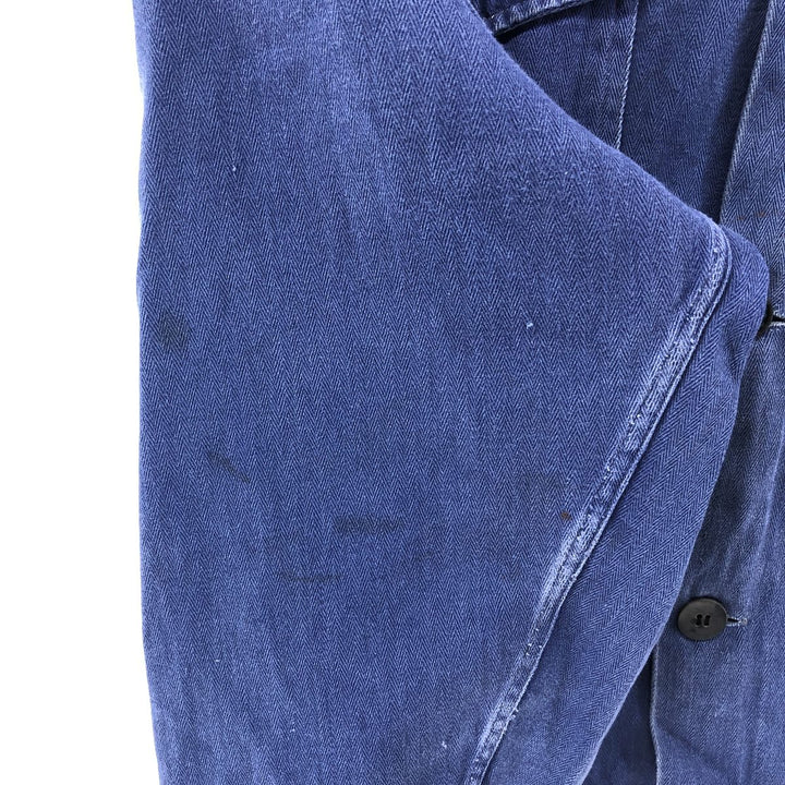 Herringbone Euro Work Jacket 50 Men's S size unclear navy blue type Vintage Second Hand