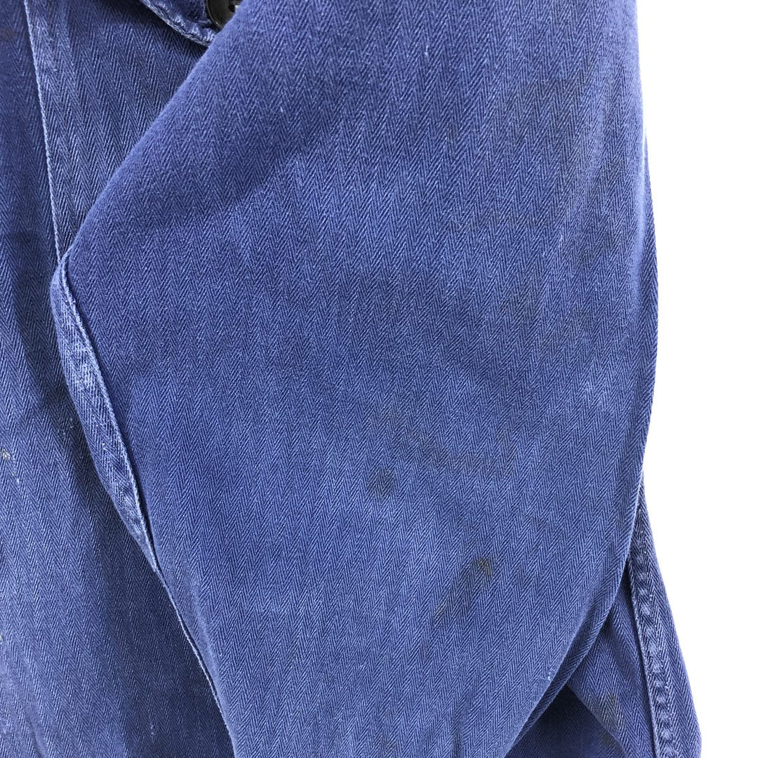 Herringbone Euro Work Jacket 50 Men's S size unclear navy blue type Vintage Second Hand