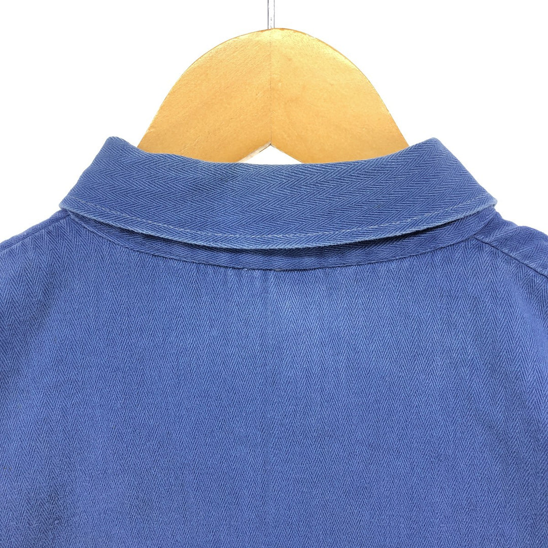 Herringbone Euro Work Jacket 50 Men's S size unclear navy blue type Vintage Second Hand