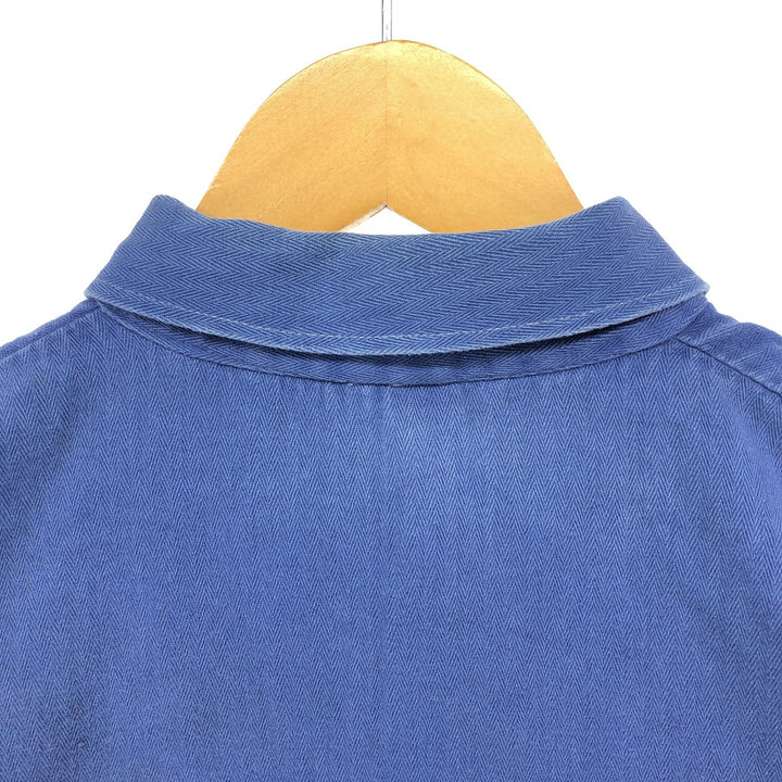 Herringbone Euro Work Jacket 50 Men's S size unclear navy blue type Vintage Second Hand