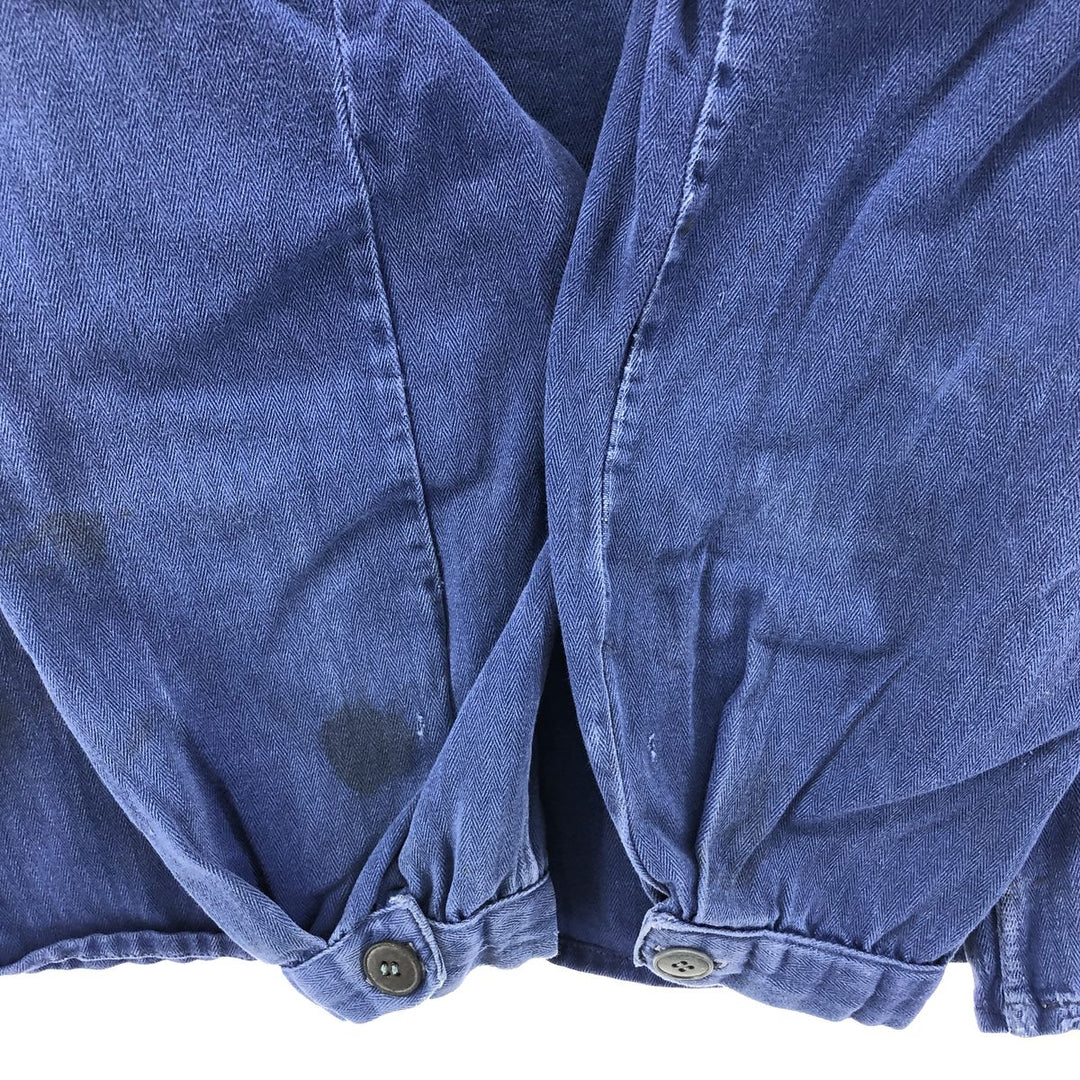 Herringbone Euro Work Jacket 50 Men's S size unclear navy blue type Vintage Second Hand