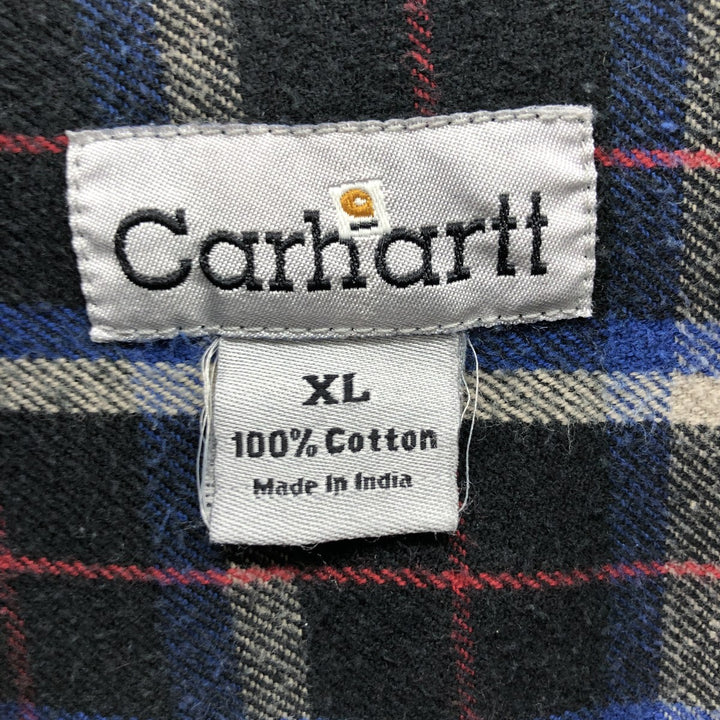 Carhartt Long Sleeve Flannel Check Shirt, Men's XL cotton black type Vintage Second Hand