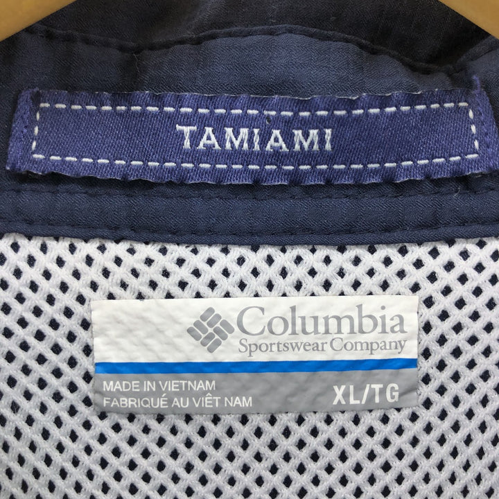 Columbia PFG OMNI-SHADE Long Sleeve Fishing Shirt, Men's XL polyester navy blue type Vintage Second Hand