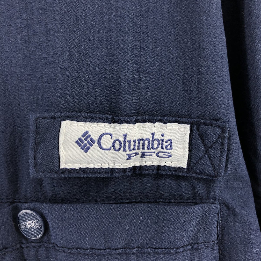 Columbia PFG OMNI-SHADE Long Sleeve Fishing Shirt, Men's XL polyester navy blue type Vintage Second Hand