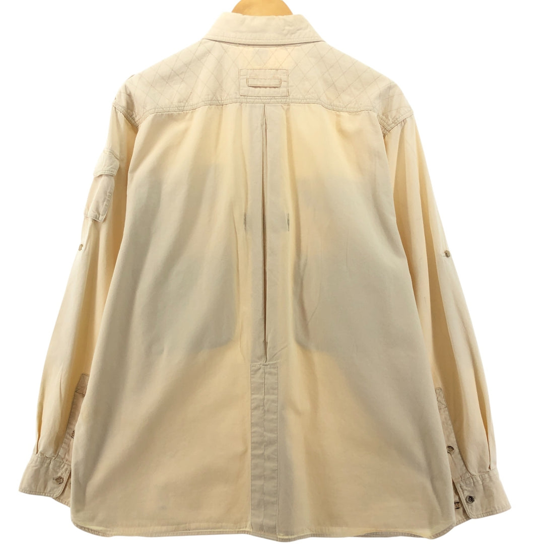 90'S Orvis Long Sleeve Fishing Shirt, Men's Medium, Vintage cotton Beige type Vintage Second Hand