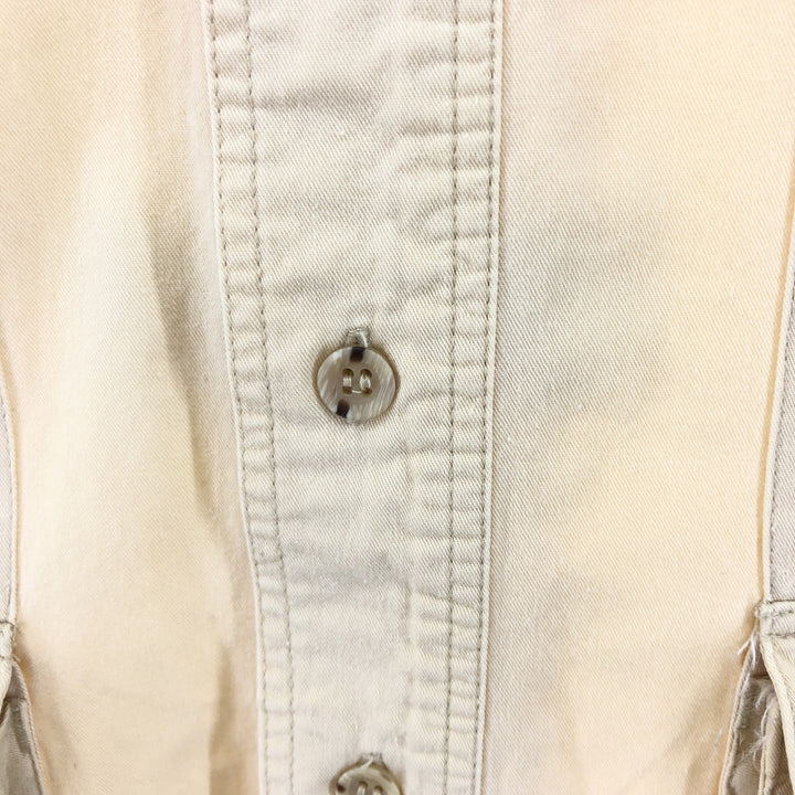 90'S Orvis Long Sleeve Fishing Shirt, Men's Medium, Vintage cotton Beige type Vintage Second Hand