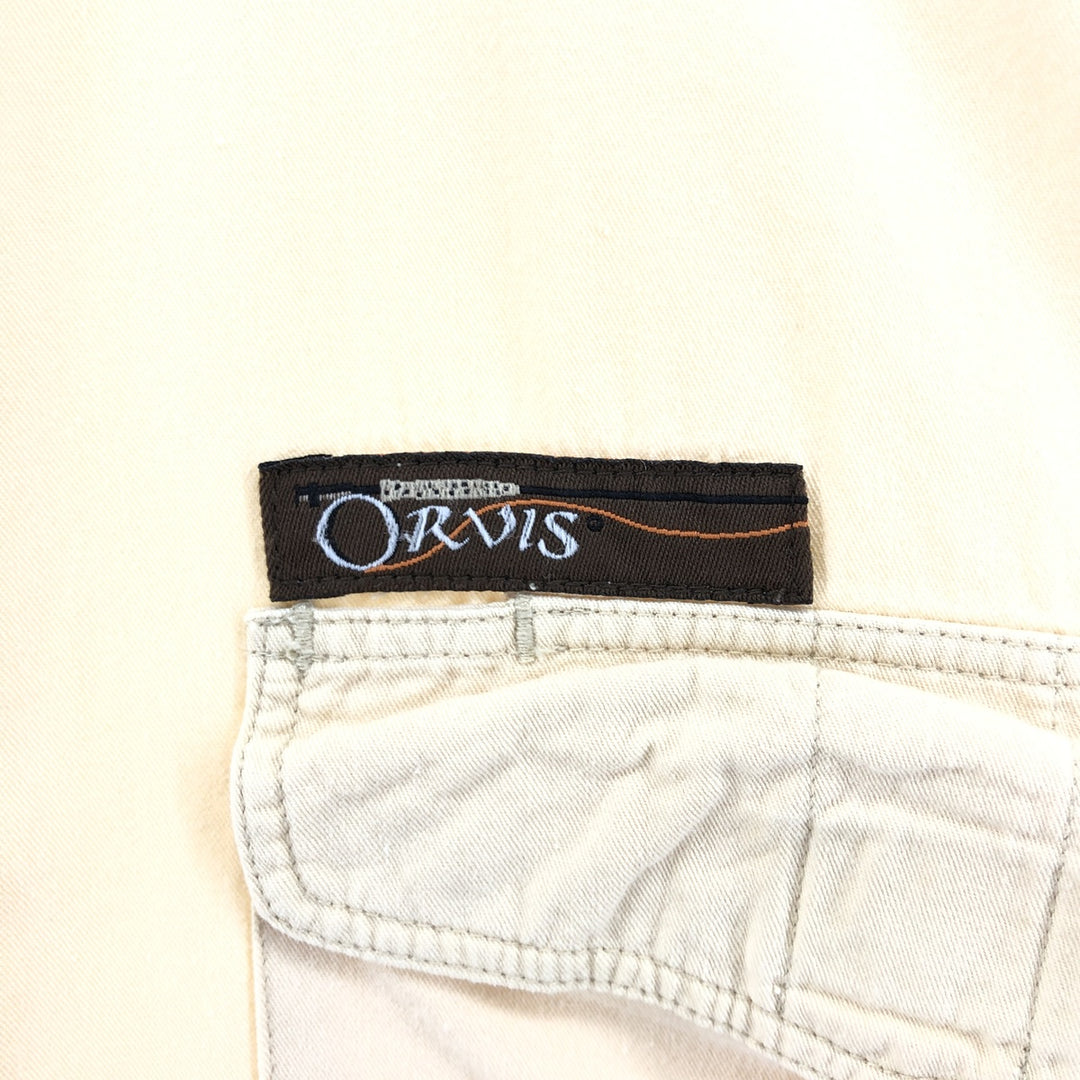 90'S Orvis Long Sleeve Fishing Shirt, Men's Medium, Vintage cotton Beige type Vintage Second Hand