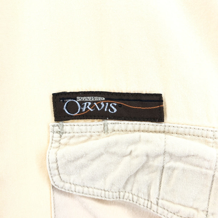 90'S Orvis Long Sleeve Fishing Shirt, Men's Medium, Vintage cotton Beige type Vintage Second Hand
