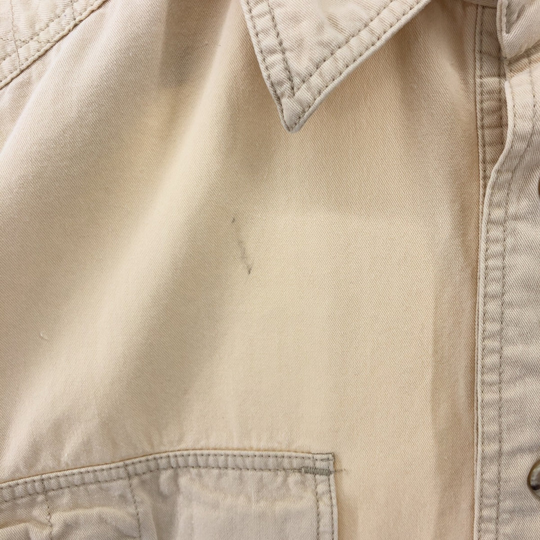90'S Orvis Long Sleeve Fishing Shirt, Men's Medium, Vintage cotton Beige type Vintage Second Hand