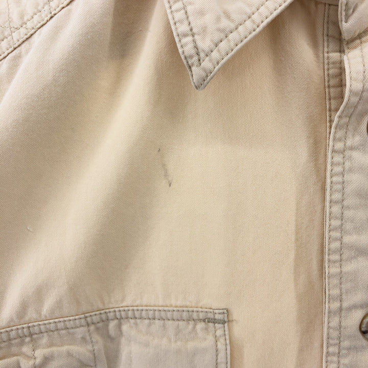 90'S Orvis Long Sleeve Fishing Shirt, Men's Medium, Vintage cotton Beige type Vintage Second Hand